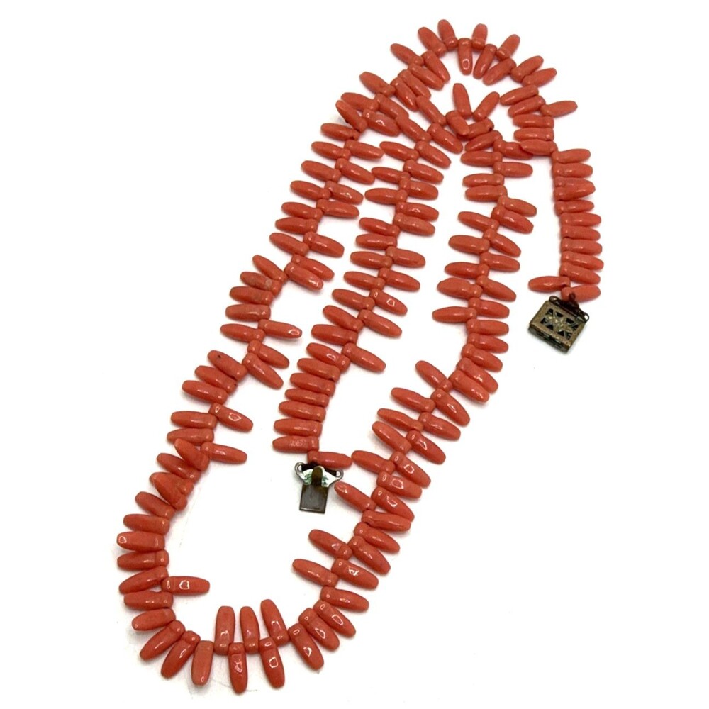Vintage Salmon Coral Beaded Necklace 20"